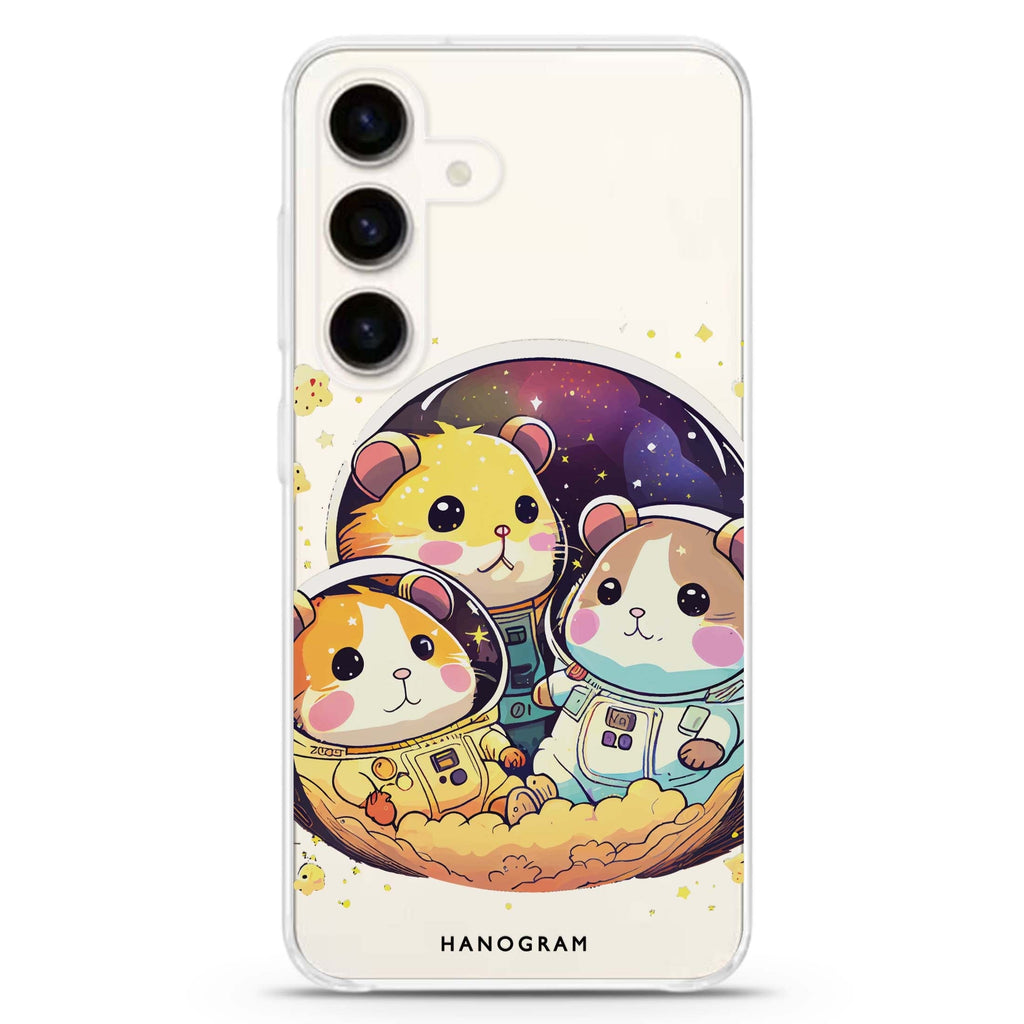 Cute space squirrels Samsung Galaxy S26/S25/S24 水晶透明保護殼正面展示