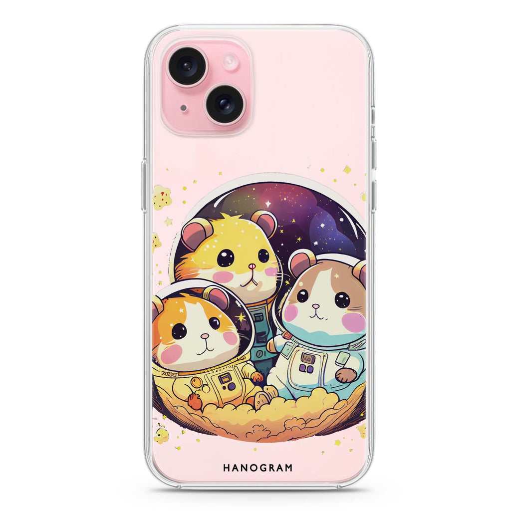 Cute space squirrels iPhone 15 Magsafe 兼容水晶透明保護殼