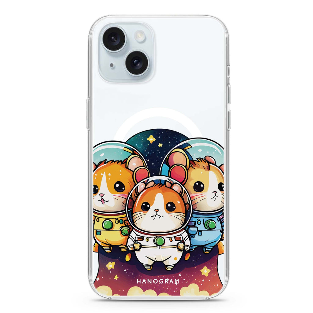 Space squirrels iPhone 15 Plus Magsafe 兼容水晶透明保護殼