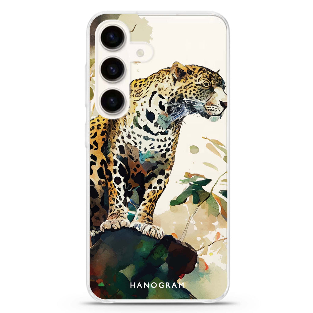 A leopard Samsung Galaxy S26/S25/S24 水晶透明保護殼正面展示