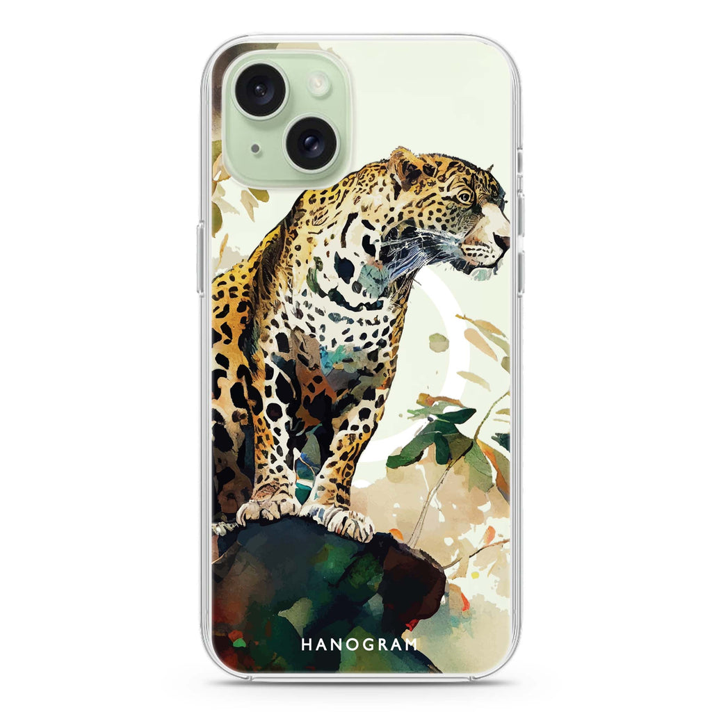 A leopard iPhone 15 Plus Magsafe 兼容水晶透明保護殼