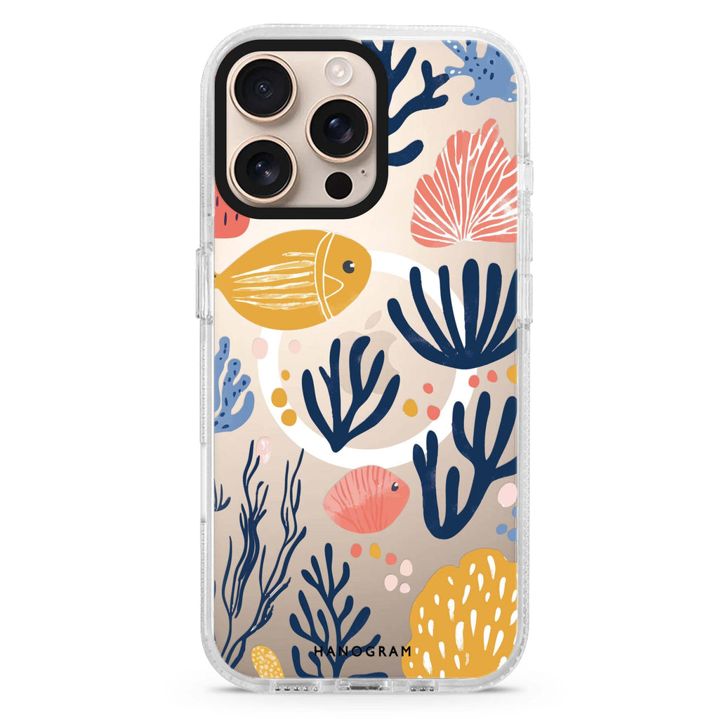 Coral Cutouts Magsafe 兼容水晶透明保護殼