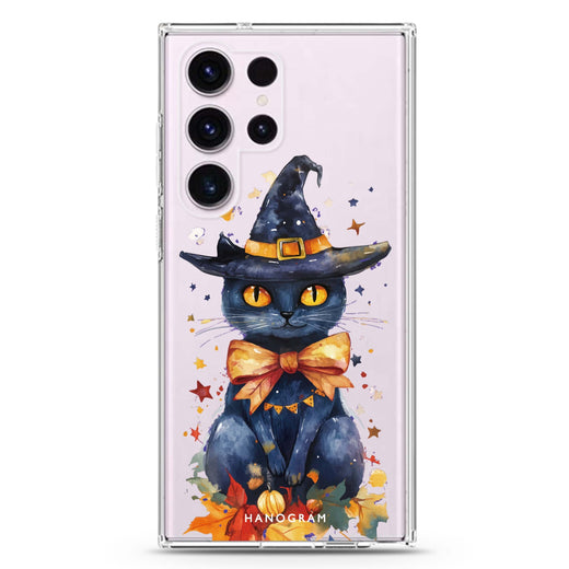 Midnight Kitty Charms Samsung Galaxy Ultra 透明保護殼，適用 S26/S25/S24/S23 Ultra，圖1
