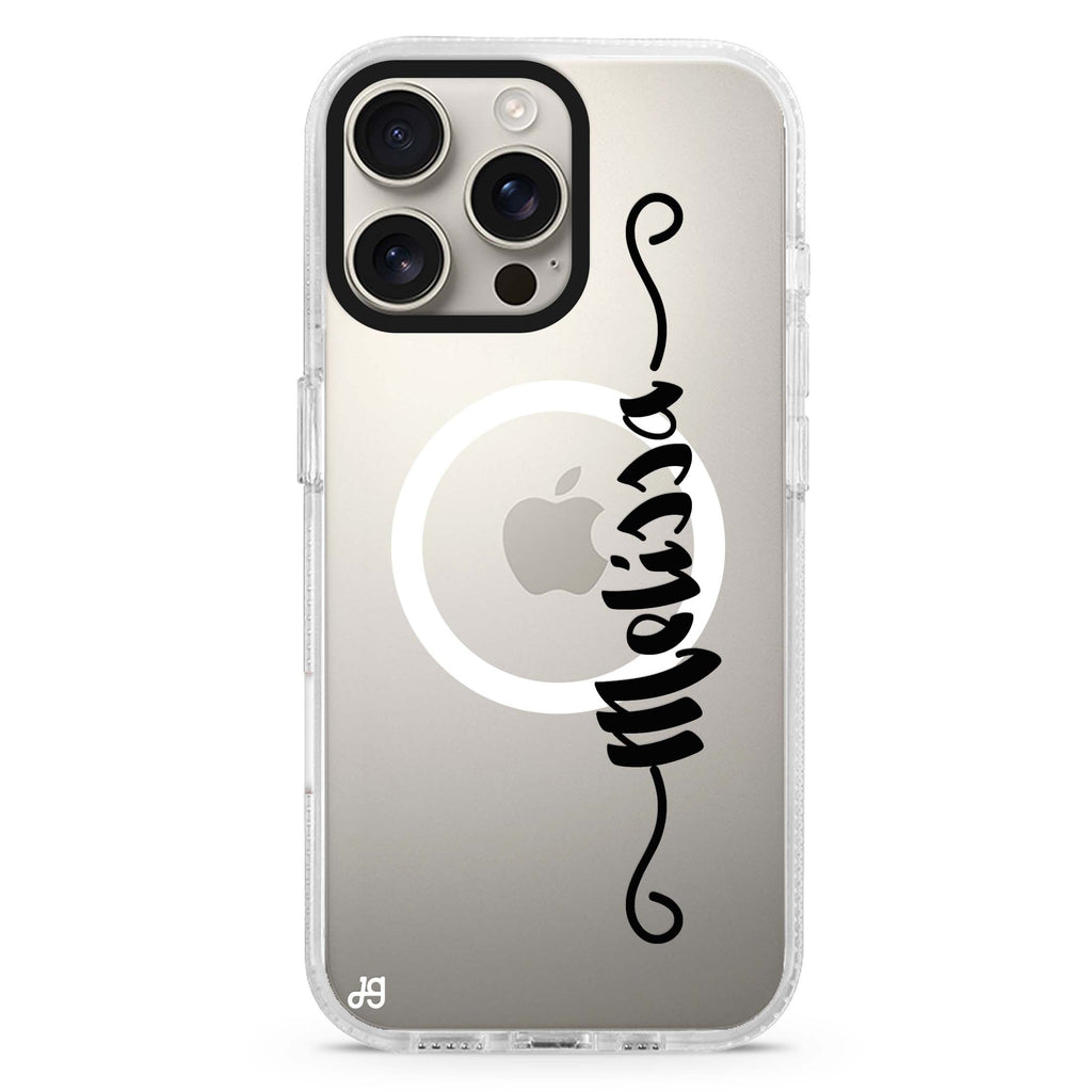 Casual Vertical Name Magsafe 兼容水晶透明保護殼