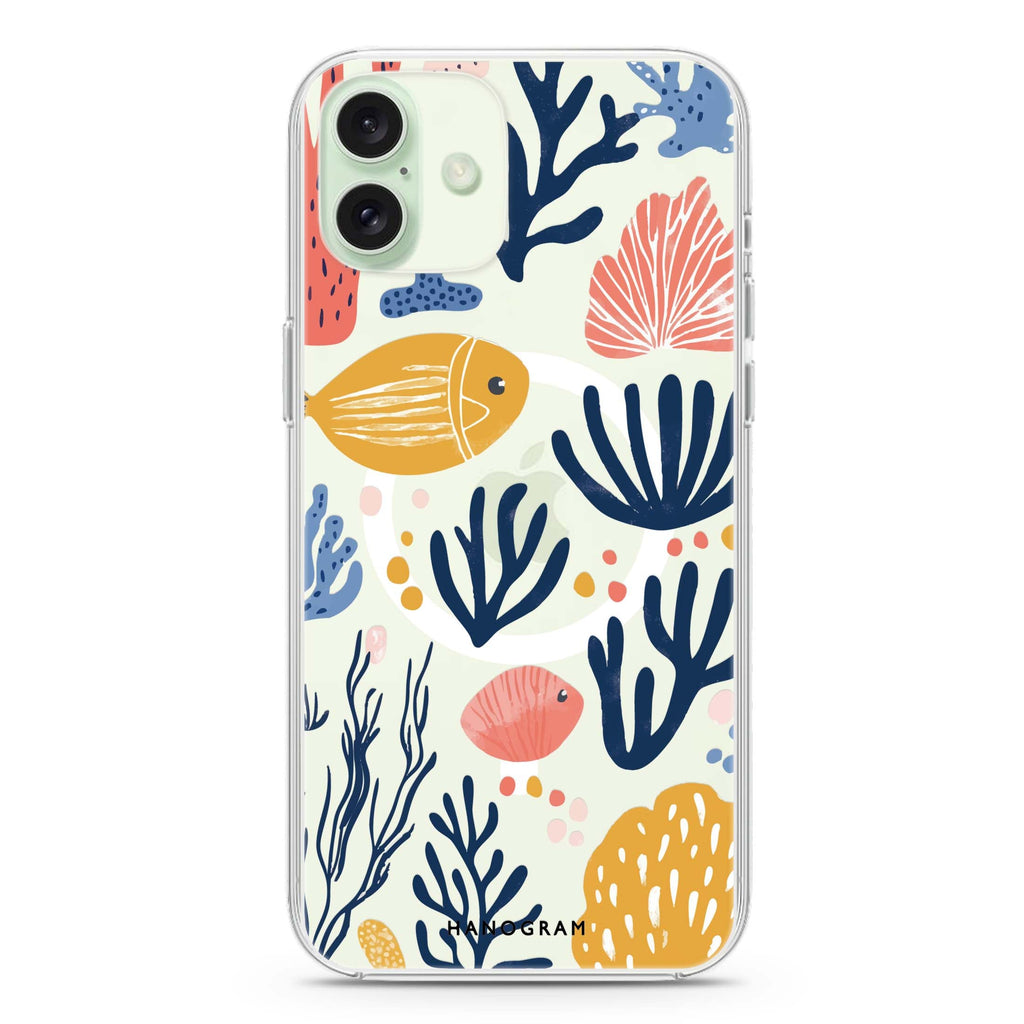 Coral Cutouts Magsafe 兼容水晶透明保護殼