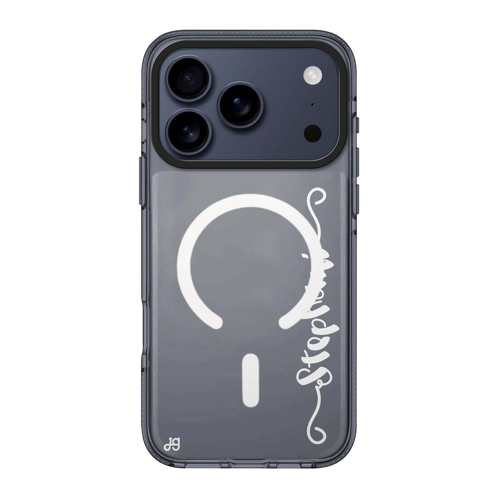 Casual Vertical Name iPhone 17 Pro Max MagSafe 水晶透明保護殼 文字設計設計 可自訂名字及字色 圖1