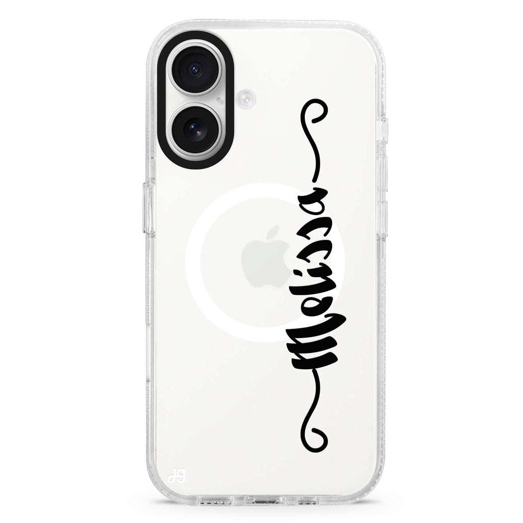 Casual Vertical Name Magsafe 兼容水晶透明保護殼