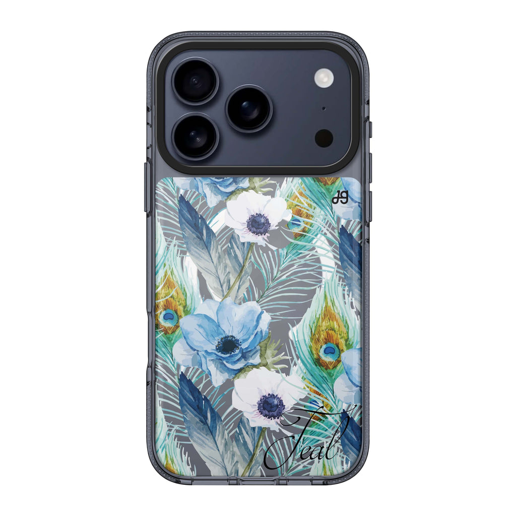 Pretty Watercolor Flowers 款式 2 iPhone 17 Pro Max MagSafe 水晶透明保護殼 花卉圖案設計 可自訂名字 圖1