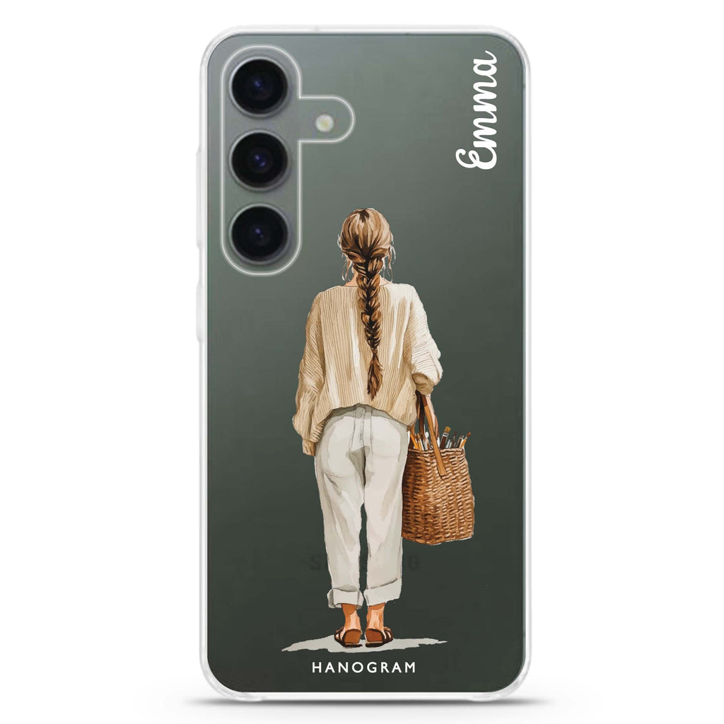 Linen Days Samsung Galaxy S26/S25/S24 可加名字水晶透明保護殼正面展示