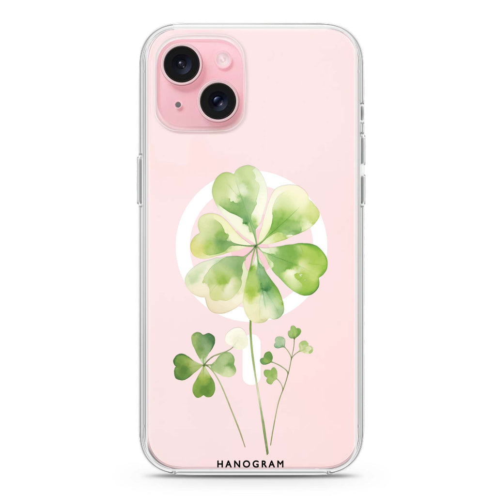 Clover's Heart iPhone 15 Plus Magsafe 兼容水晶透明保護殼