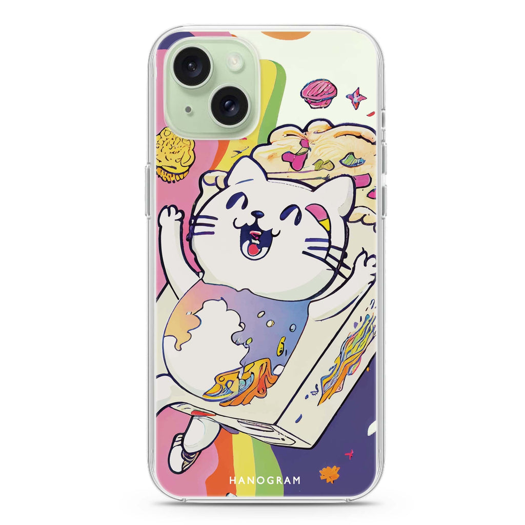 Rainbow Cat iPhone 15 Plus Magsafe 兼容水晶透明保護殼