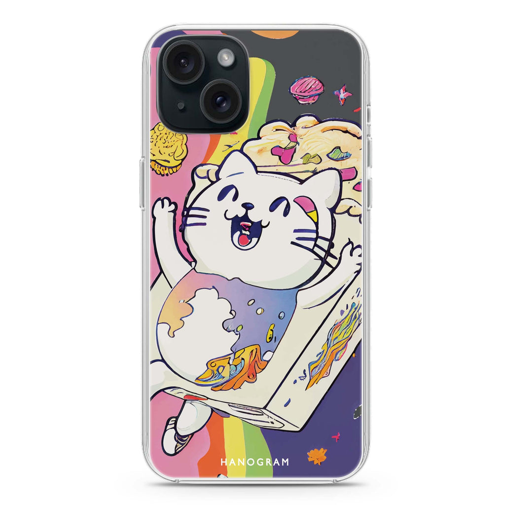 Rainbow Cat iPhone 15 Magsafe 兼容水晶透明保護殼