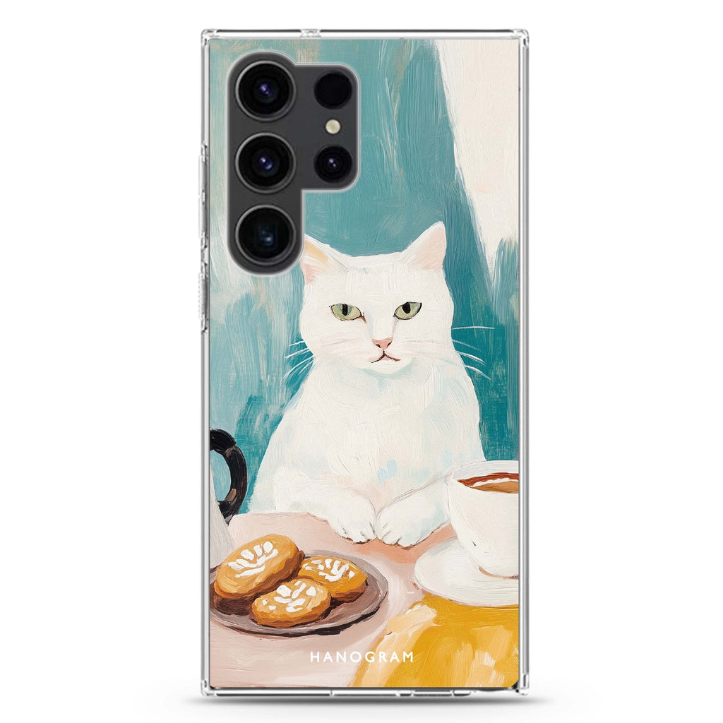 Coffee with Whiskers Samsung Galaxy Ultra 透明保護殼，適用 S26/S25/S24/S23 Ultra，圖1