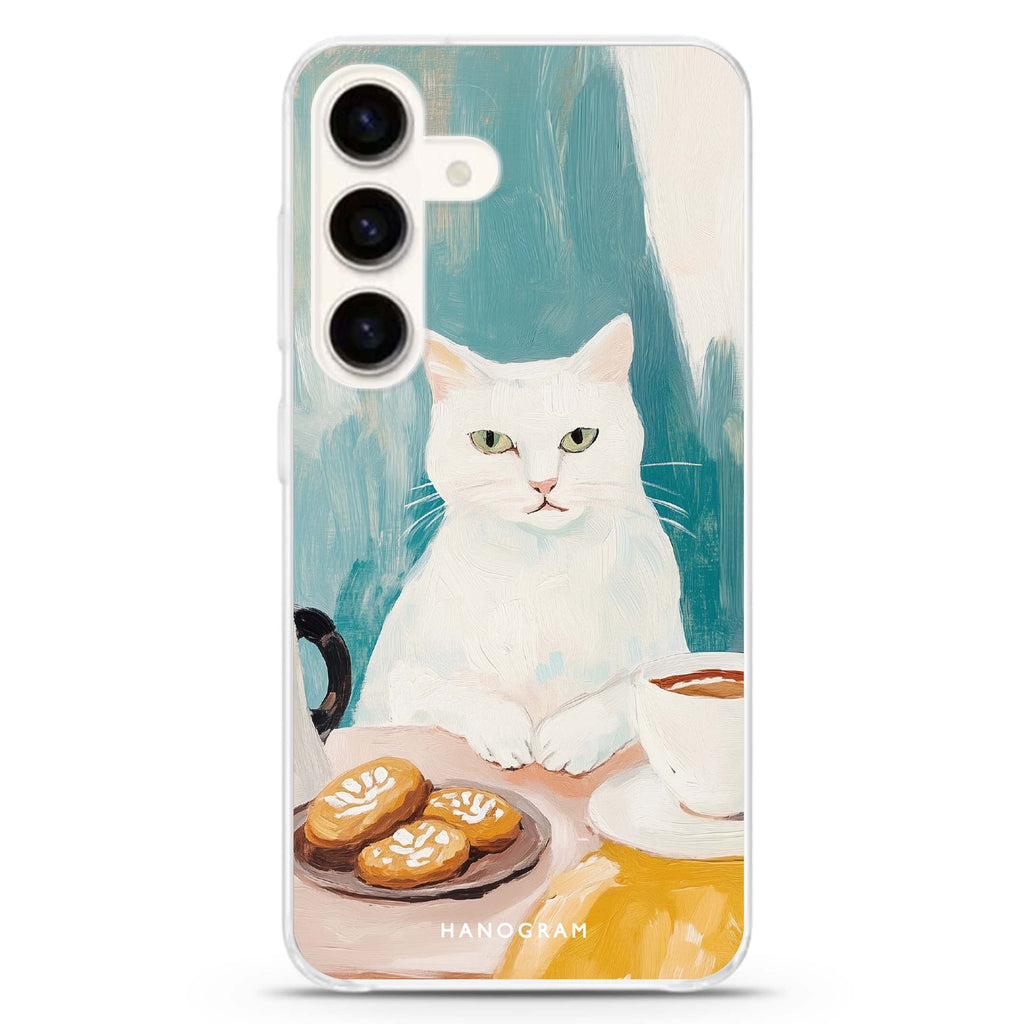 Coffee with Whiskers Samsung Galaxy S26/S25/S24 水晶透明保護殼正面展示