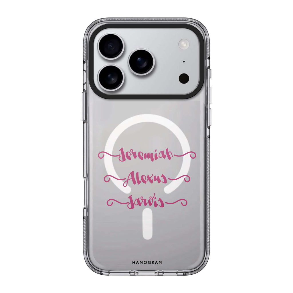 Triple iPhone 17 Pro Max MagSafe 水晶透明保護殼 插畫圖案設計 可自訂名字及字色 圖1