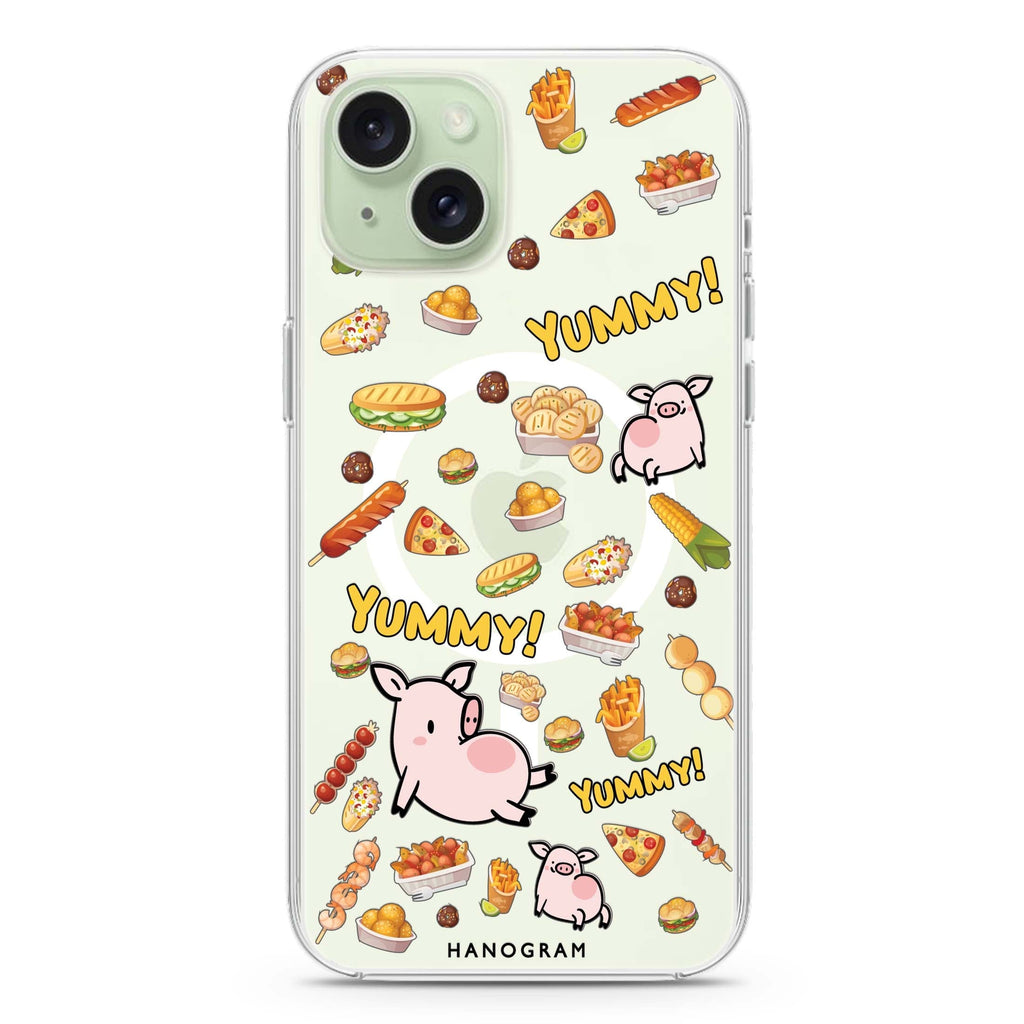 Yummy Piggy iPhone 15 Plus Magsafe 兼容水晶透明保護殼