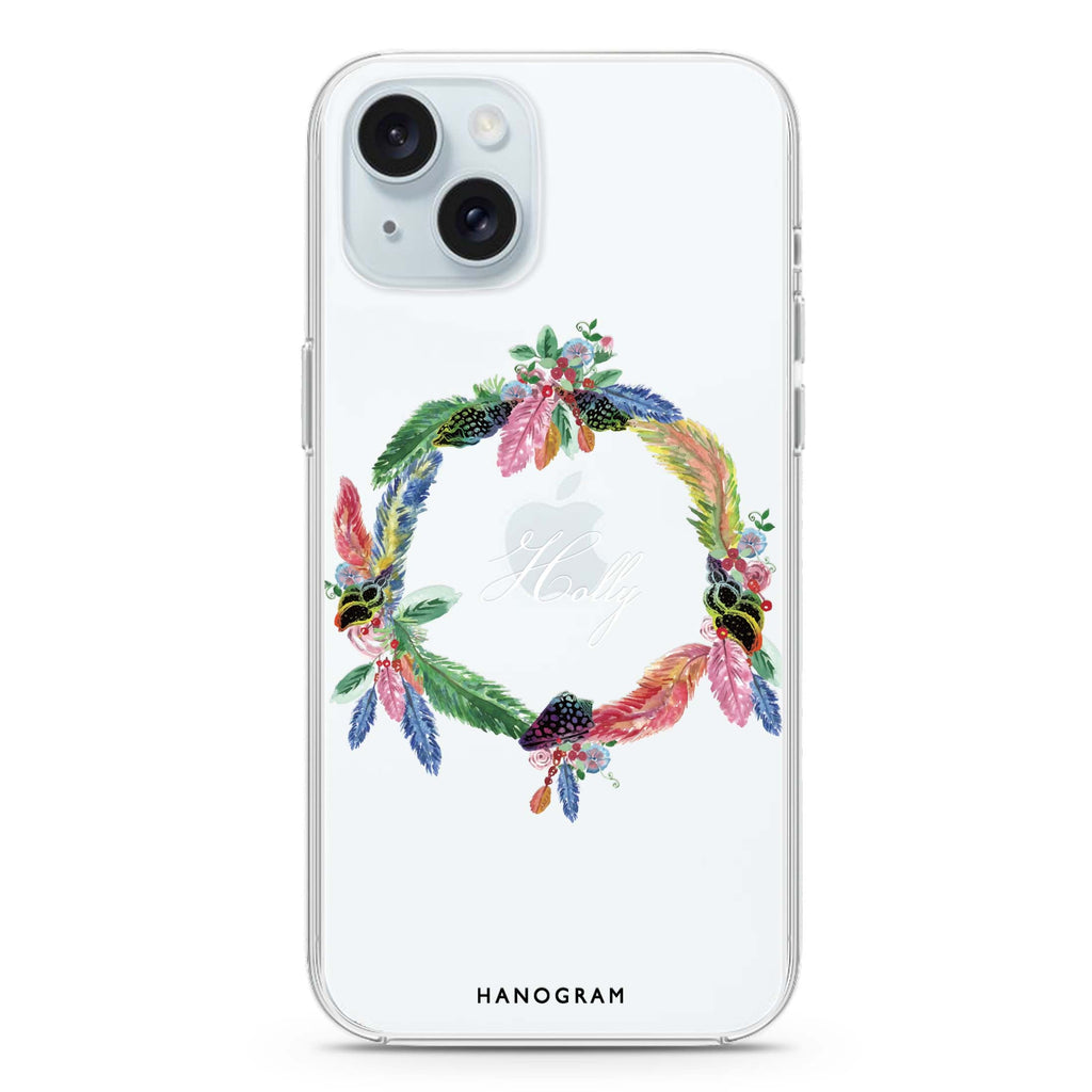 Watercolour Feather iPhone 15 水晶透明保護殼