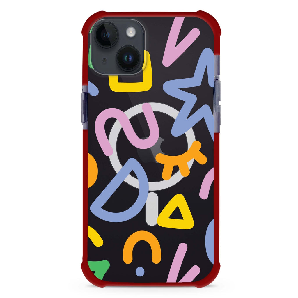 Abstract Doodles iPhone 15 Plus Magsafe 兼容超強防摔保護殼