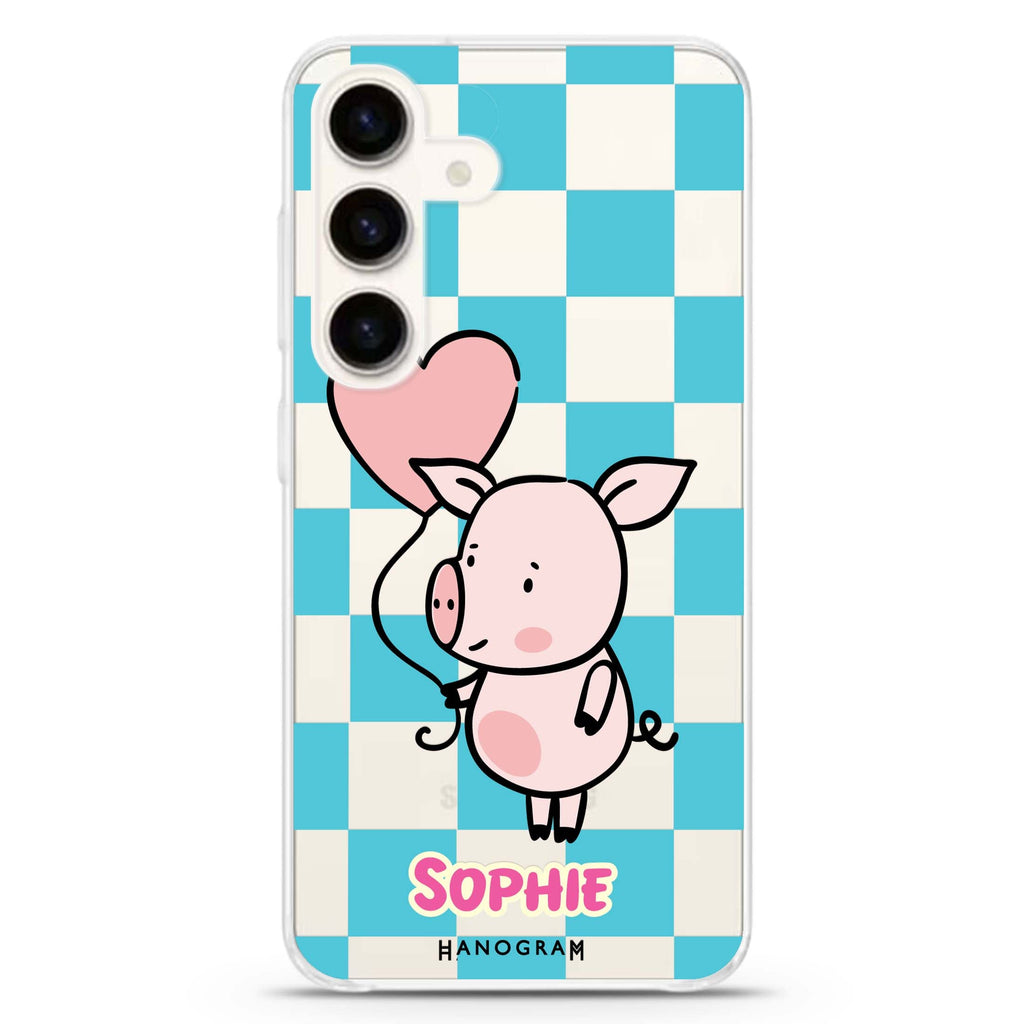 Sweet Pig Samsung Galaxy S26/S25/S24 可加名字水晶透明保護殼正面展示