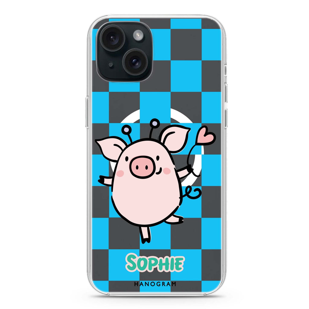 Happy Pig iPhone 15 Plus Magsafe 兼容水晶透明保護殼