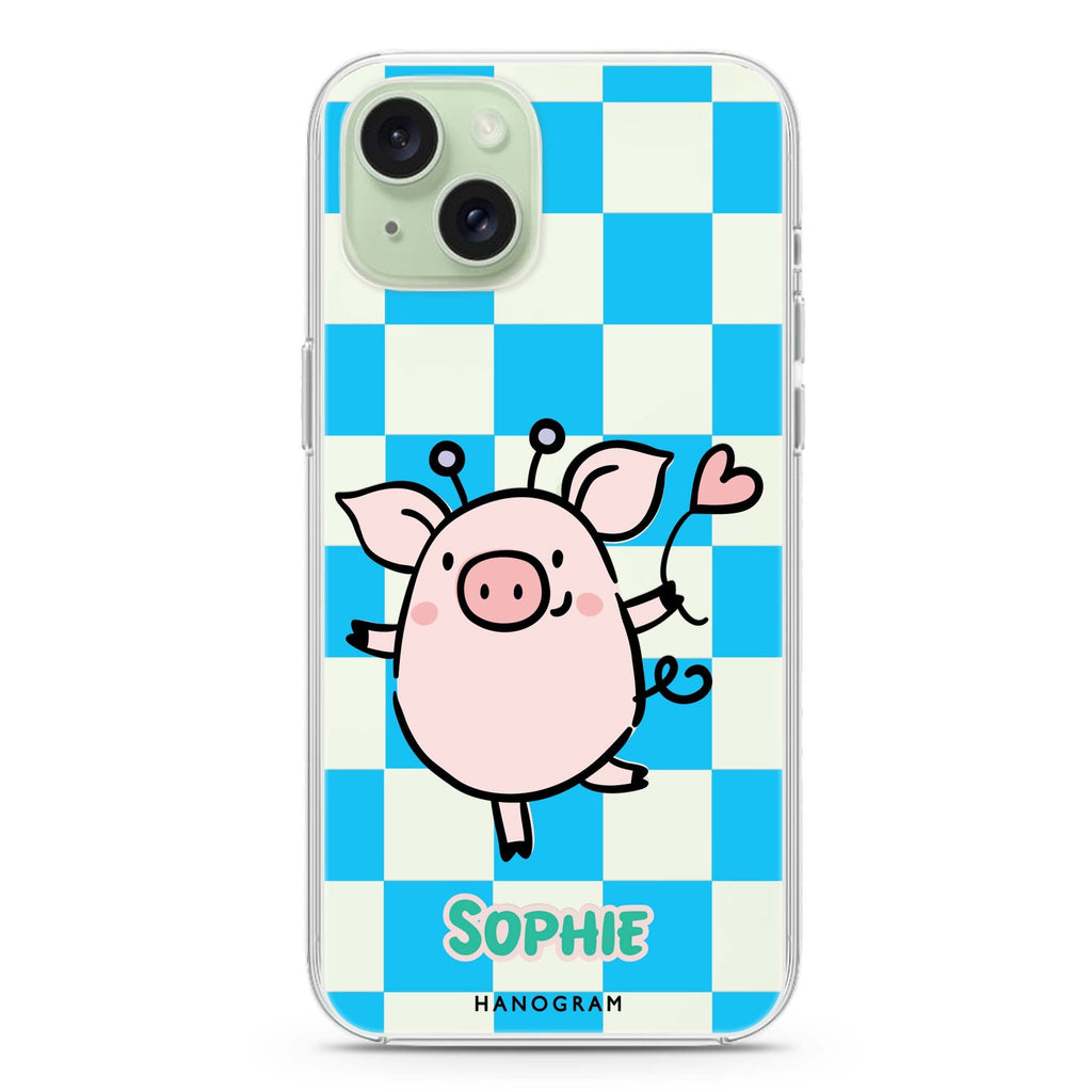 Happy Pig iPhone 15 plus 水晶透明保護殼