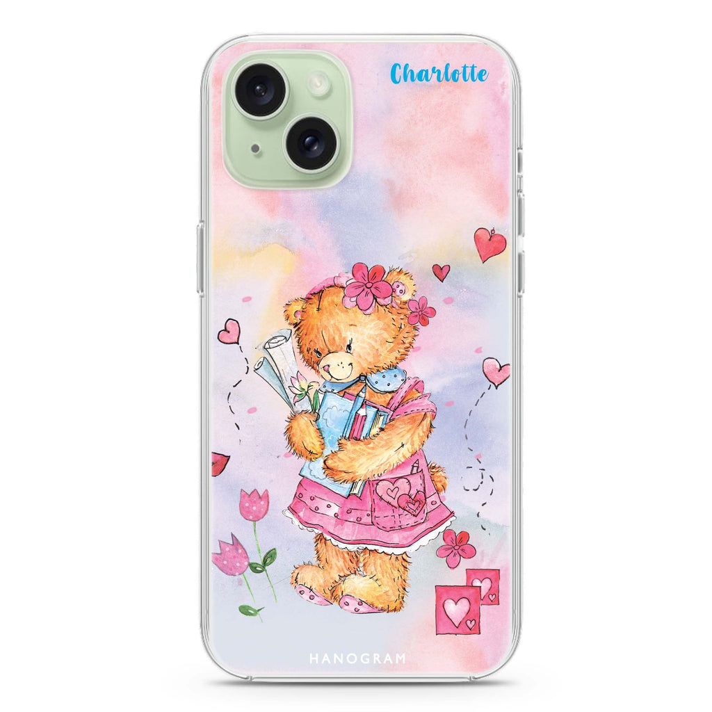 Sweet Heart Bear iPhone 15 Plus Magsafe 兼容水晶透明保護殼