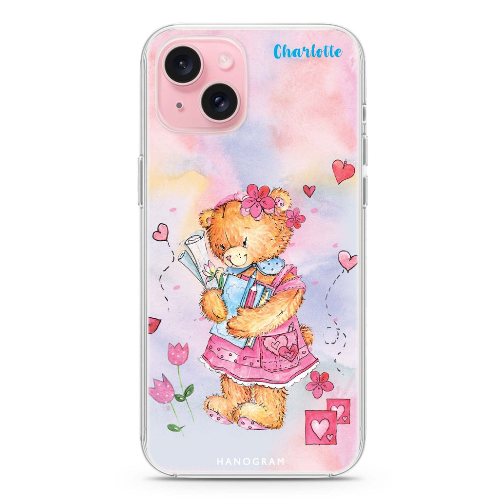Sweet Heart Bear iPhone 15 Magsafe 兼容水晶透明保護殼