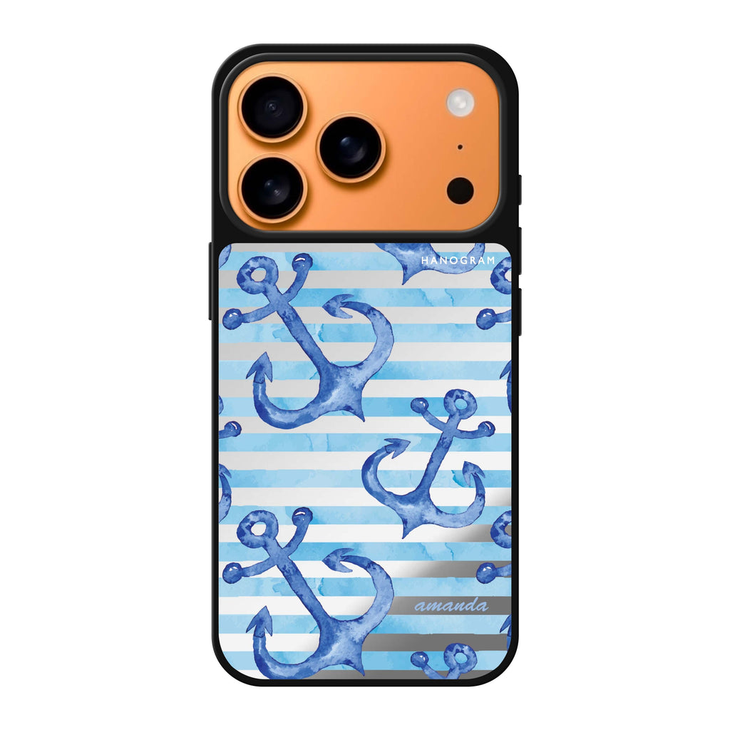 Blue Anchor 藍色圖案 iPhone 17 Pro Max 鏡面手機殼主圖