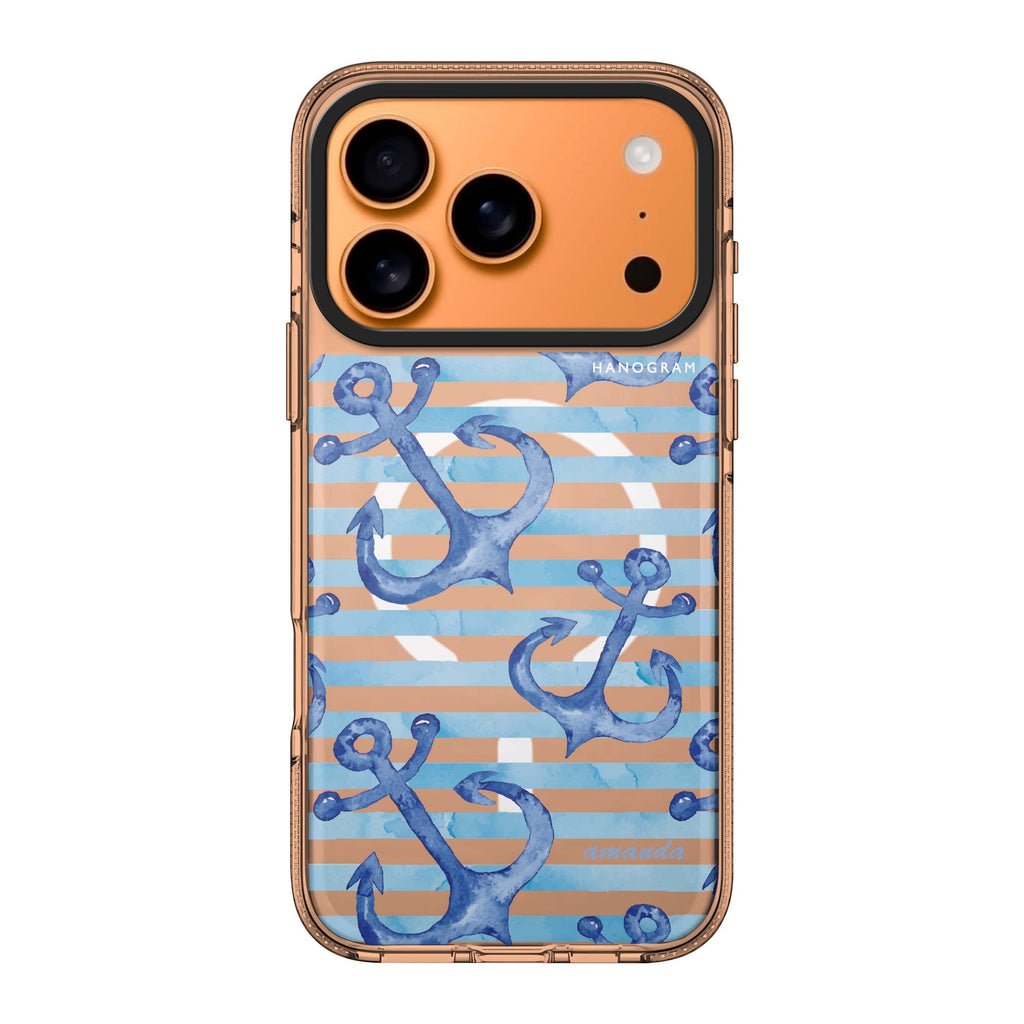 Blue Anchor iPhone 17 Pro Max MagSafe 水晶透明保護殼 插畫圖案設計 可自訂名字 圖1