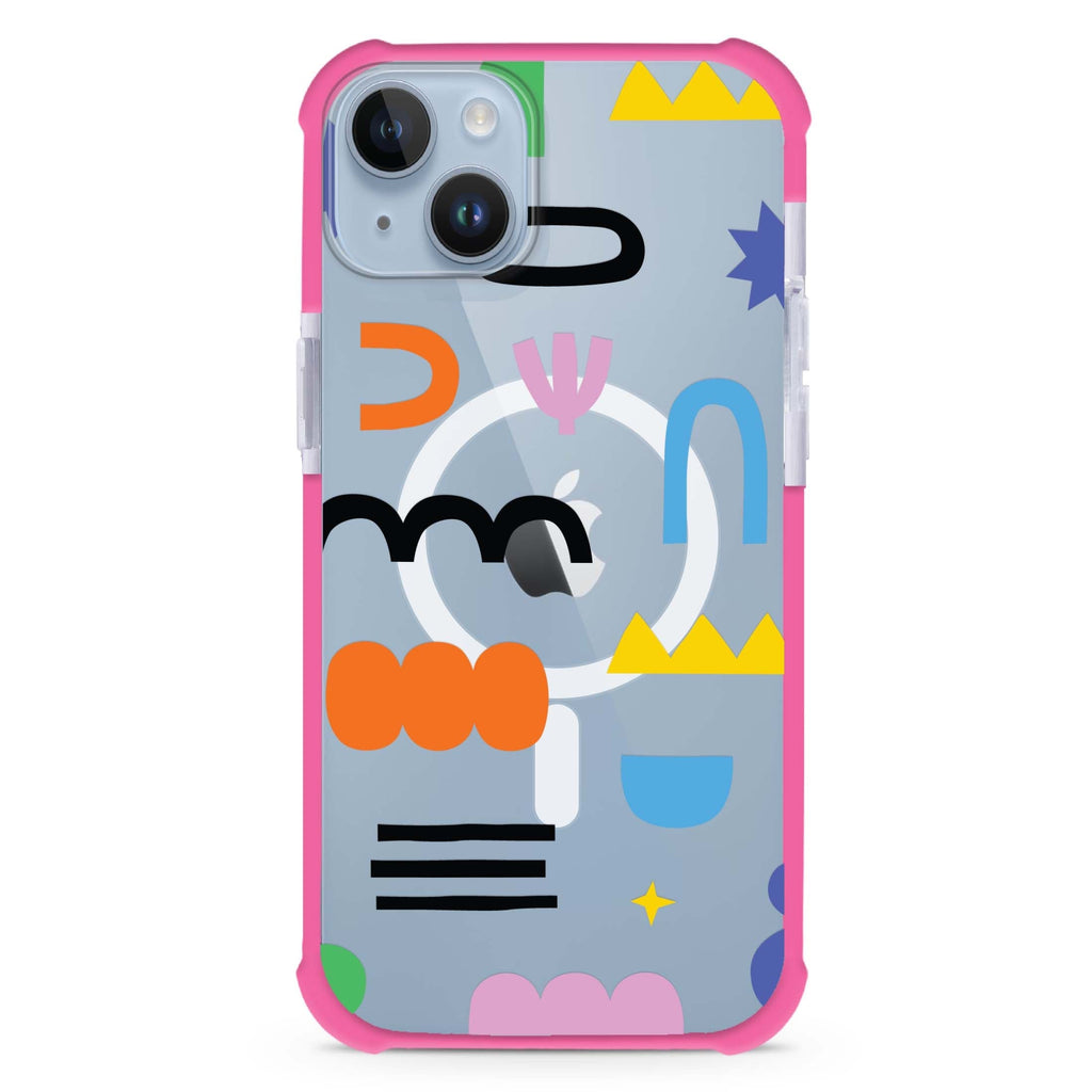 Abstract Doodles Pattern iPhone 15 Plus Magsafe 兼容超強防摔保護殼