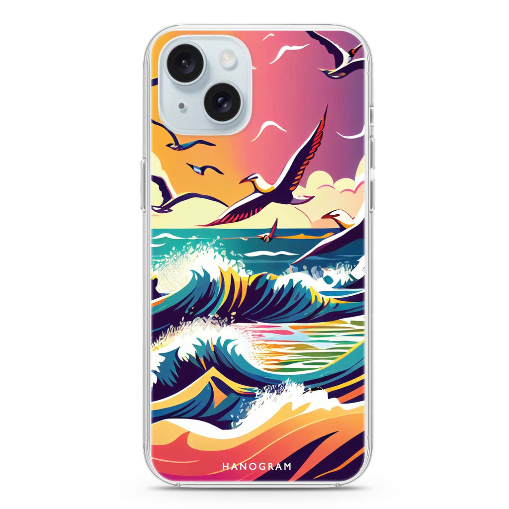 Waves & seagulls iPhone 15 水晶透明保護殼