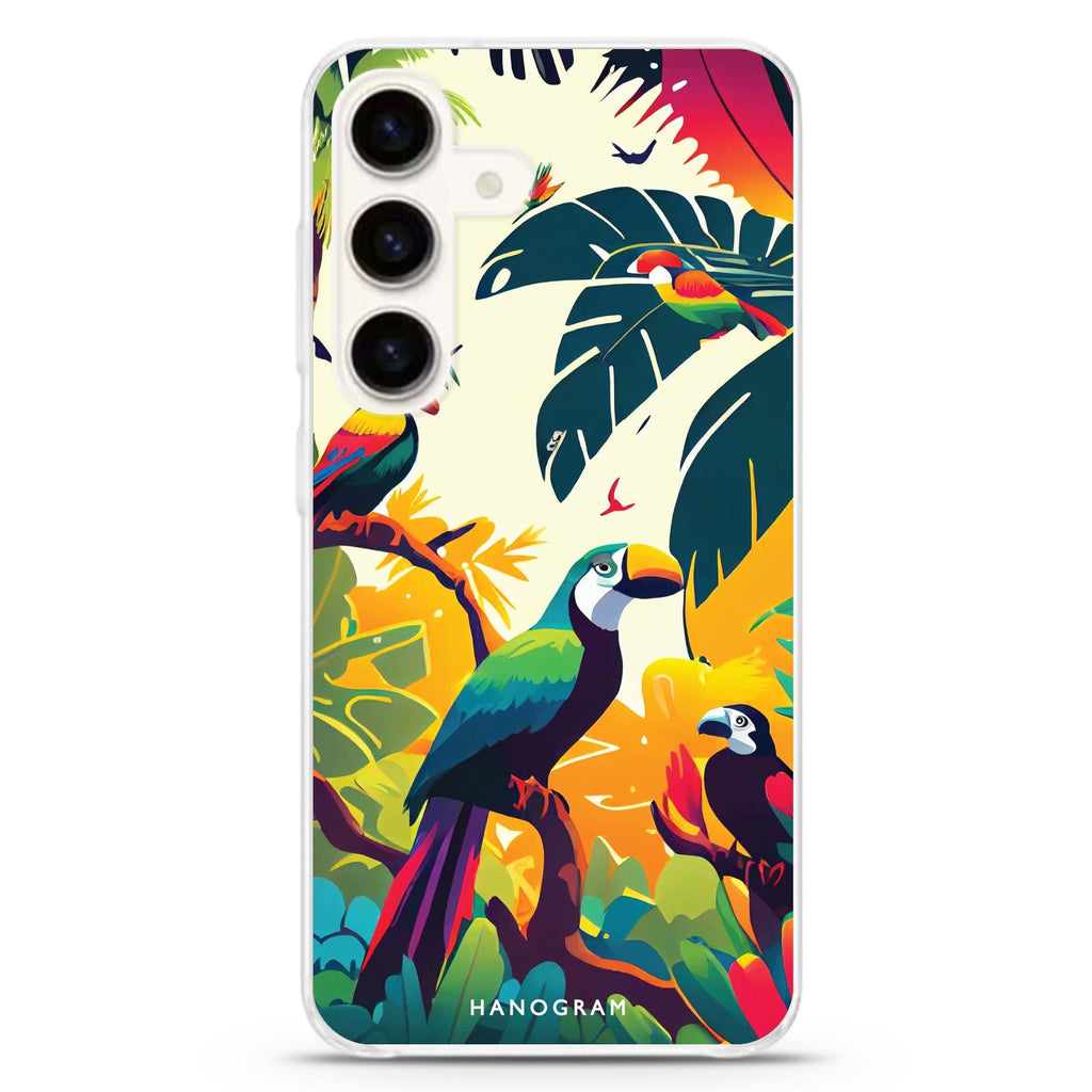 Tropical birds Samsung Galaxy S26/S25/S24 水晶透明保護殼正面展示