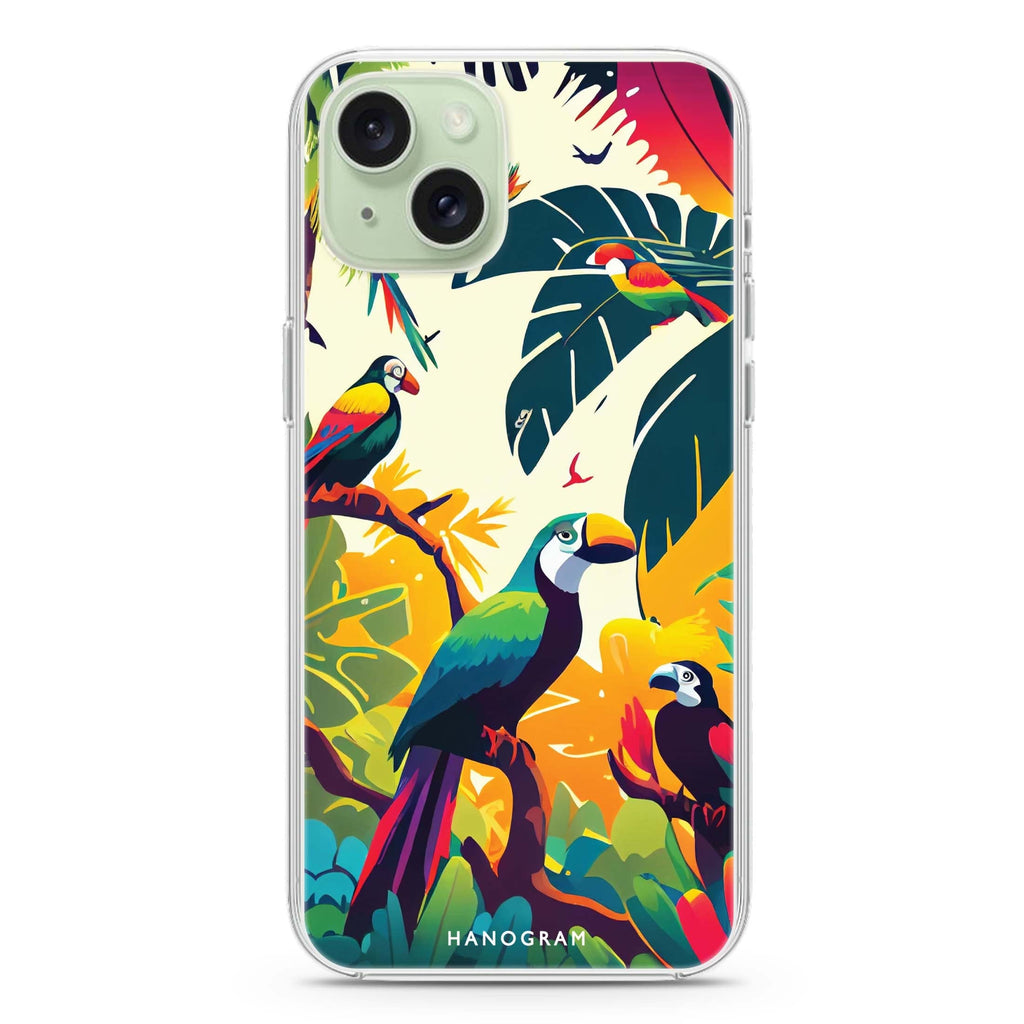 Tropical birds iPhone 15 Magsafe 兼容水晶透明保護殼