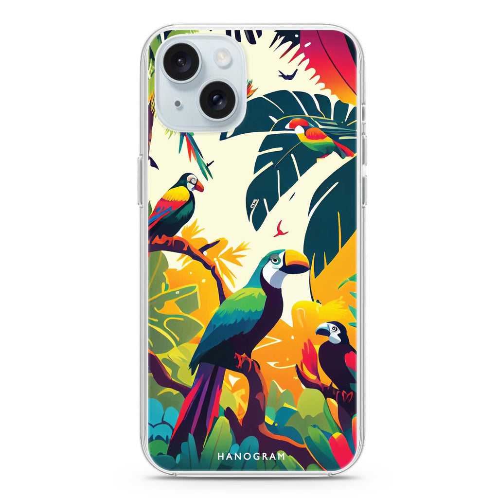 Tropical birds iPhone 15 Plus Magsafe 兼容水晶透明保護殼