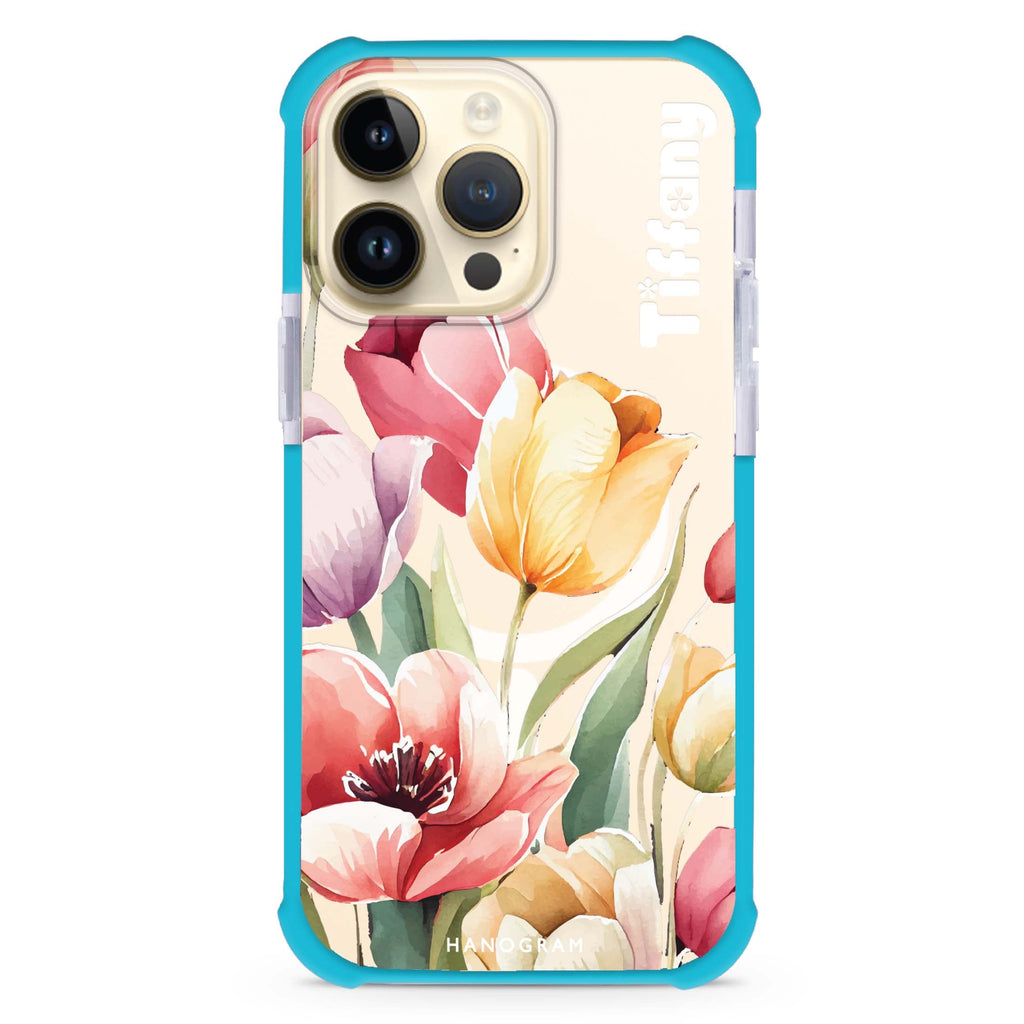 Watercolor tulip iPhone Magsafe 兼容超強防摔保護殼