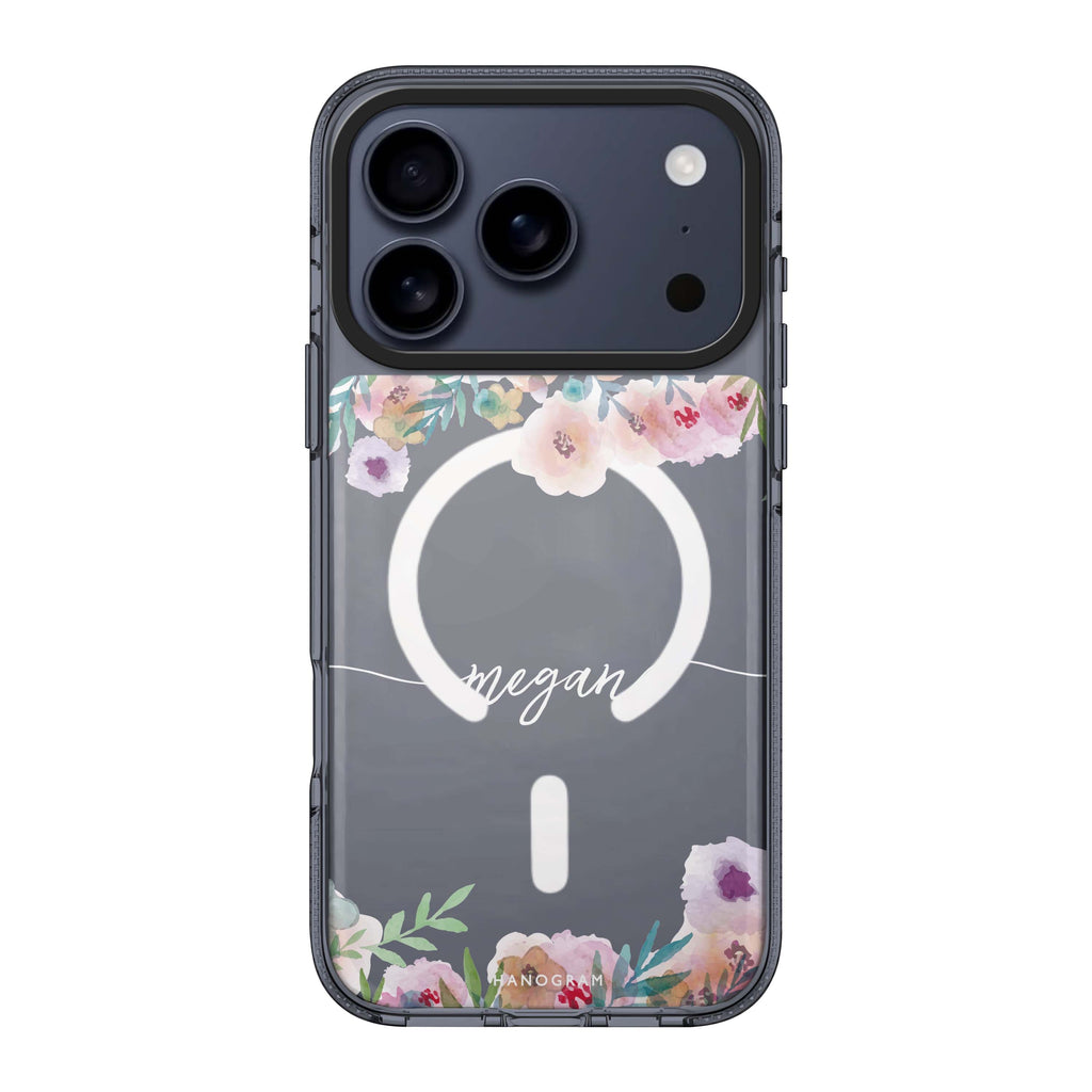 Art of Floral iPhone 17 Pro Max MagSafe 水晶透明保護殼 花卉圖案設計 可自訂名字及字色 圖1
