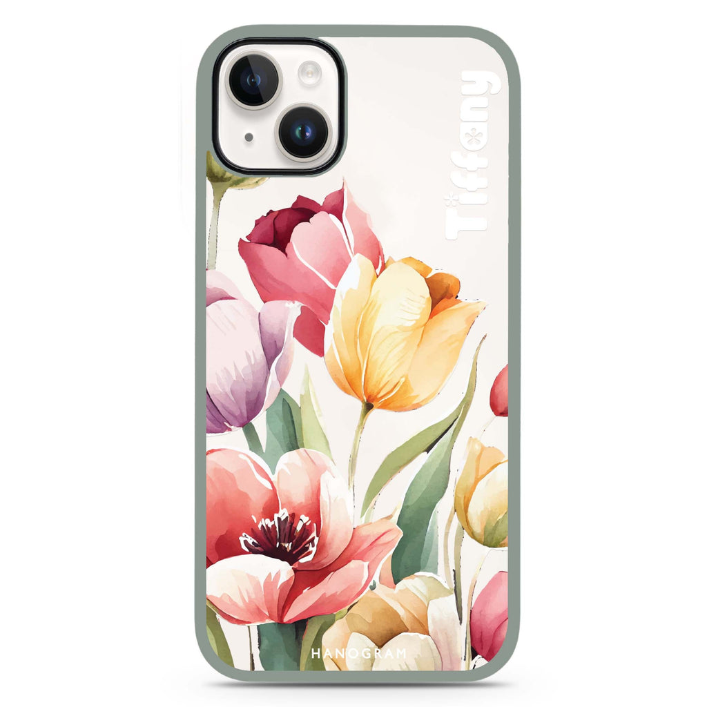 Watercolor tulip iPhone 15 Plus 防衝擊保護殼