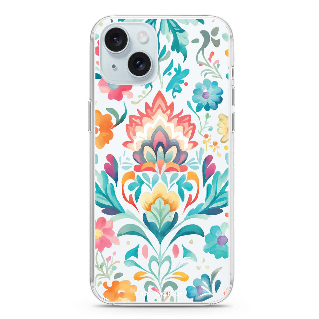 Watercolor Floral iPhone 15 plus 水晶透明保護殼