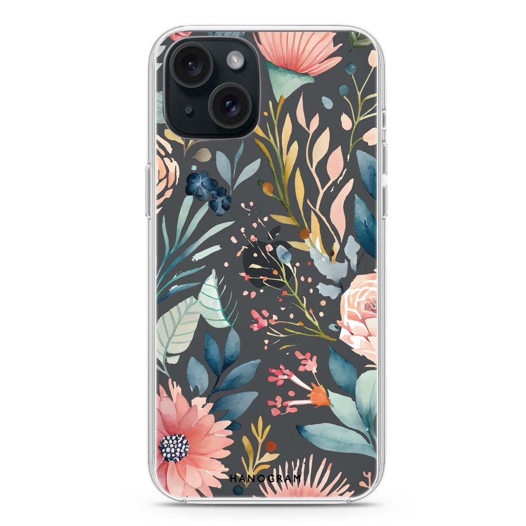 Floral Pattern iPhone 15 水晶透明保護殼