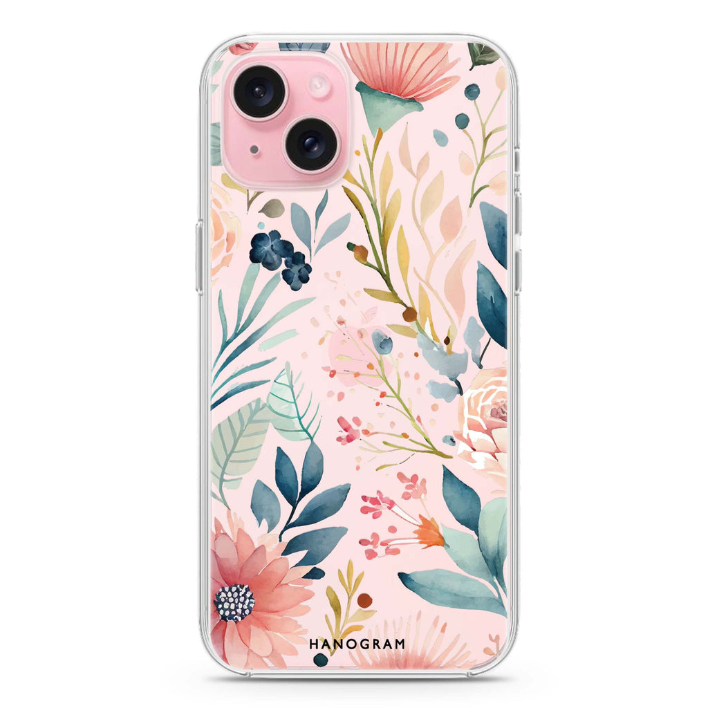 Floral Pattern iPhone 15 plus 水晶透明保護殼