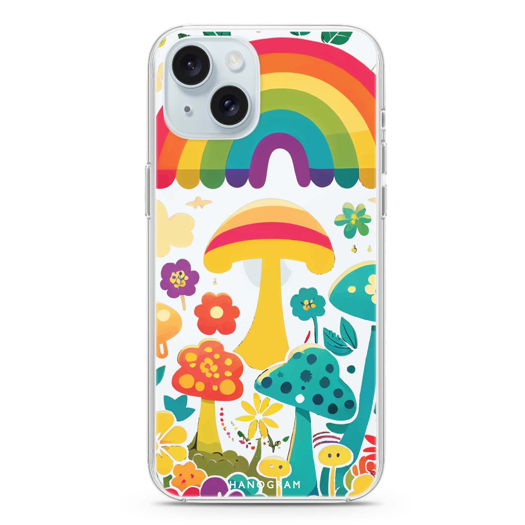 Rainbow Mushroom Garden iPhone 15 水晶透明保護殼