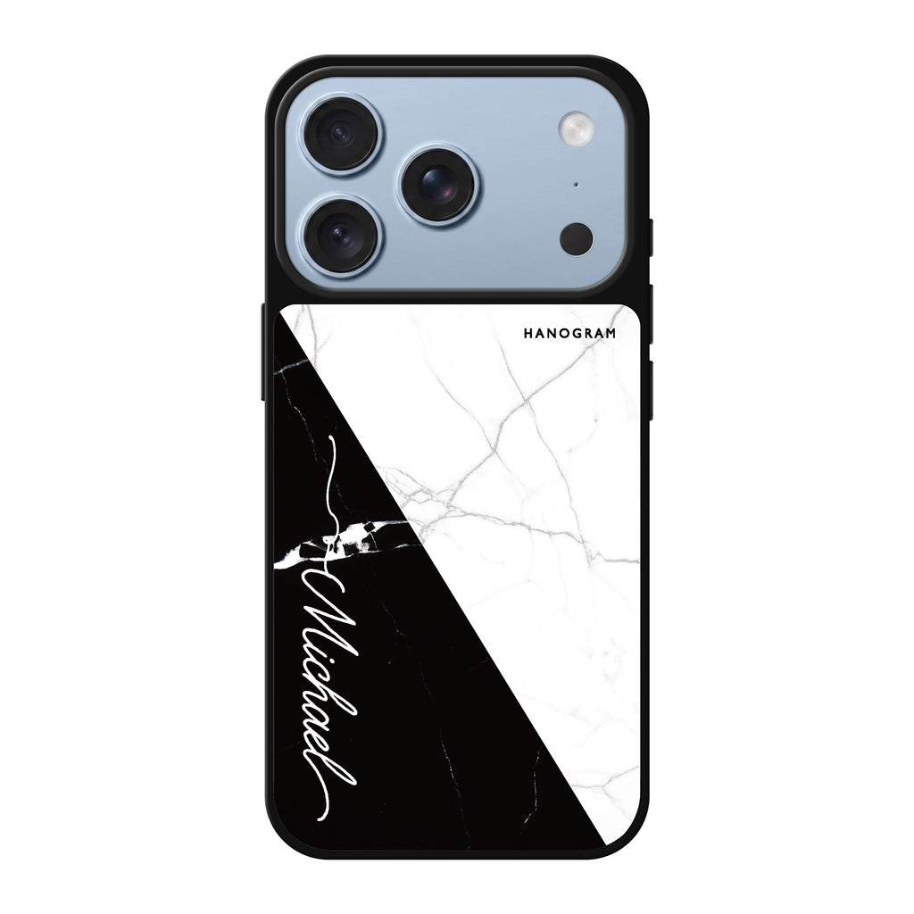 White And Black Marble 鏡面手機殼