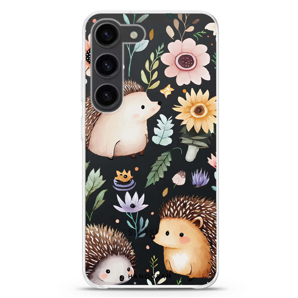 Hedgehog & Floral Samsung Galaxy 水晶透明保護殼