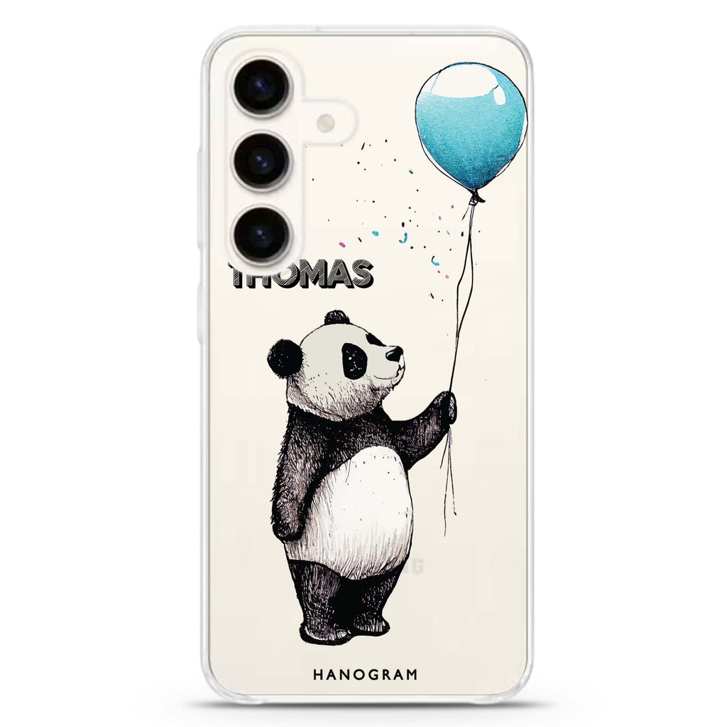 Little Panda Samsung Galaxy S26/S25/S24 可加名字水晶透明保護殼正面展示