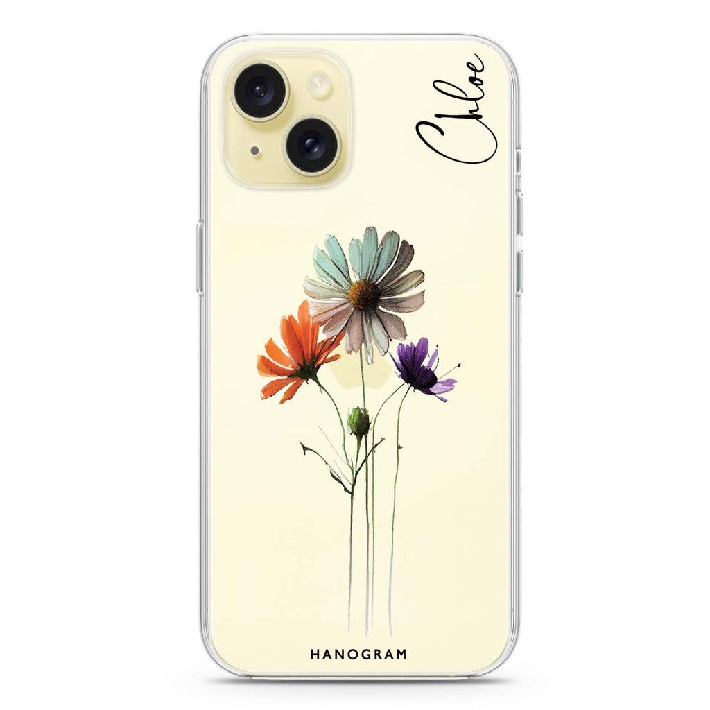 A watercolour floral iPhone 15 plus 水晶透明保護殼