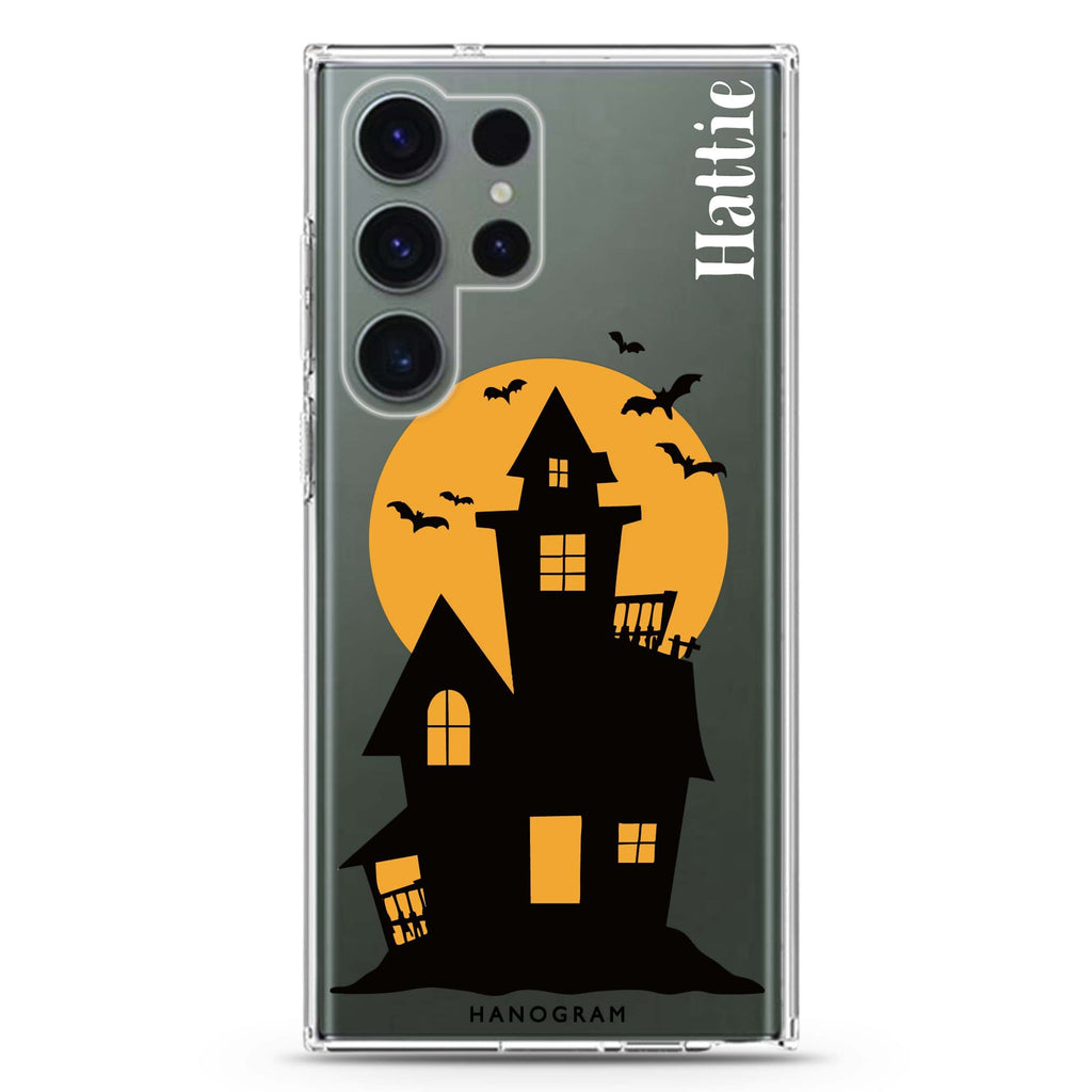 Moonlit Haunted House Samsung Galaxy Ultra 可加名字透明保護殼，適用 S26/S25/S24/S23 Ultra，圖1