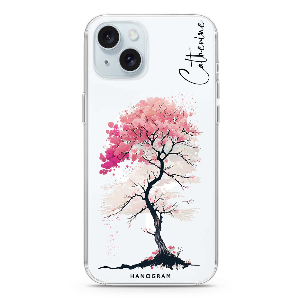 A Cherry tree iPhone 15 Plus Magsafe 兼容水晶透明保護殼