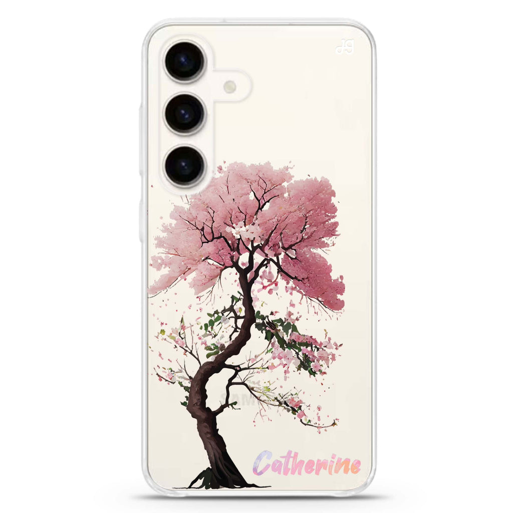 Cherry tree Samsung Galaxy S26/S25/S24 可加名字水晶透明保護殼正面展示