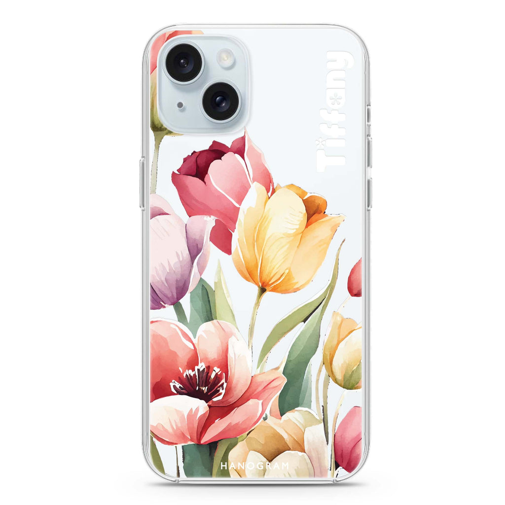 Watercolor tulip iPhone 15 水晶透明保護殼