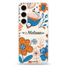 Floral Pattern Samsung Galaxy S26/S25/S24 可加名字水晶透明保護殼正面展示